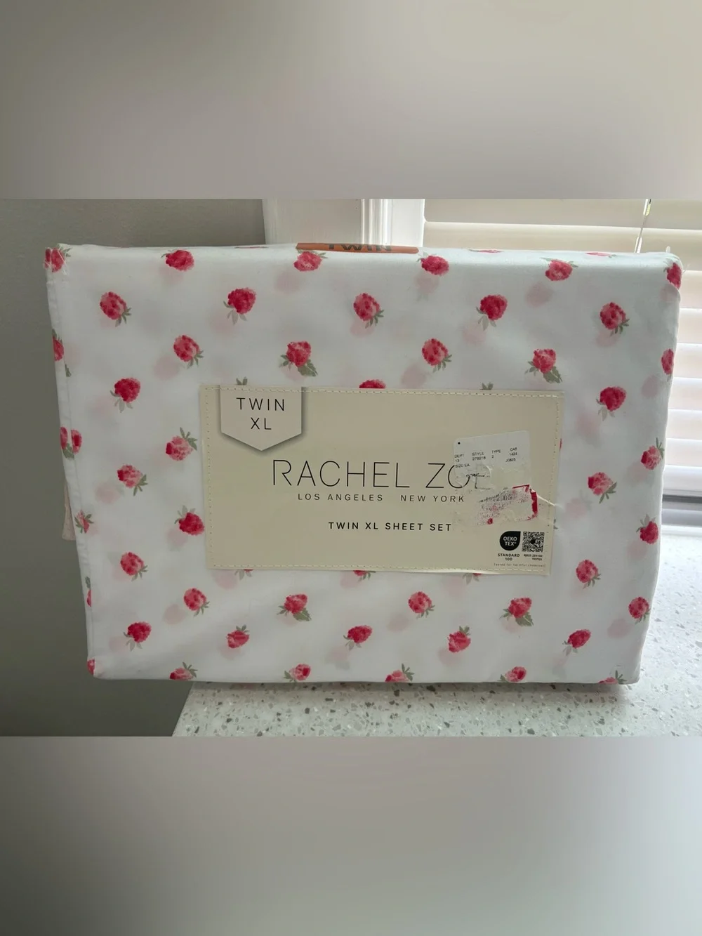 NEW Rachel Zoe Twin XL Raspberry Print Sheet Set